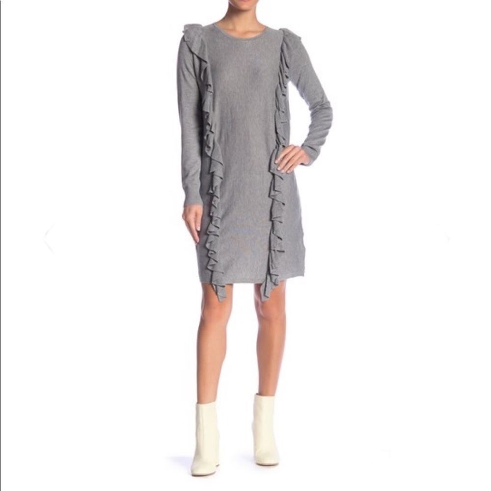 Solutions L knit dress Knee Length Gray new